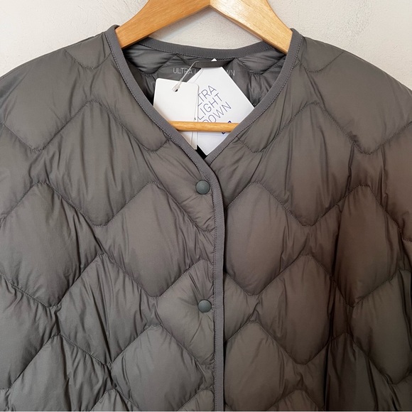 Uniqlo Ultra Light Down Relaxed Coat Olive XS Longline Quilted Jacket - Picture 3 of 14
